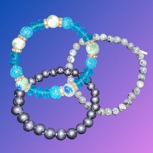 American Eagle Outfitters Blue and Silver Beaded Bracelets